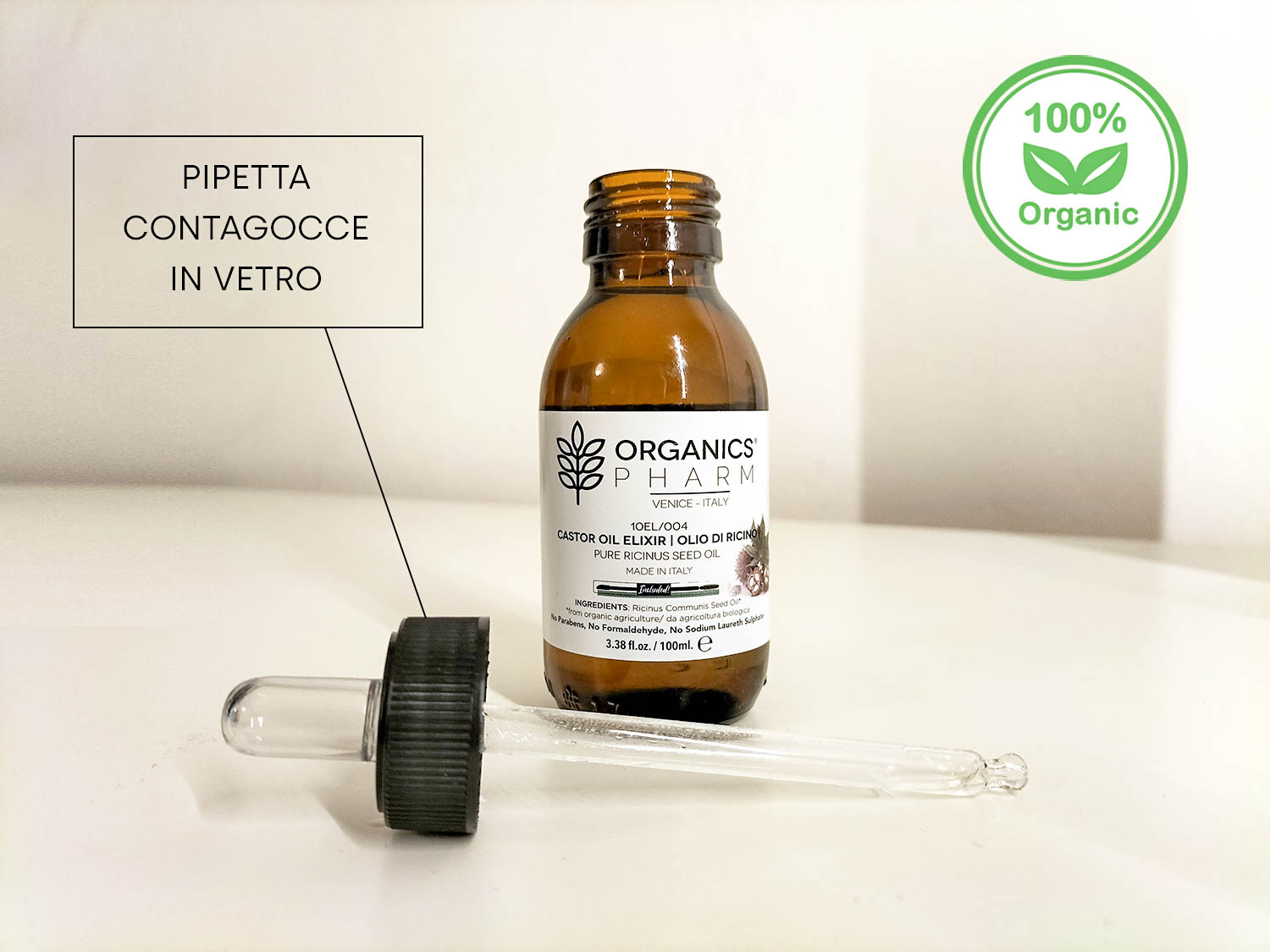 olio di ricino organico biologico ciglia sopracciglia